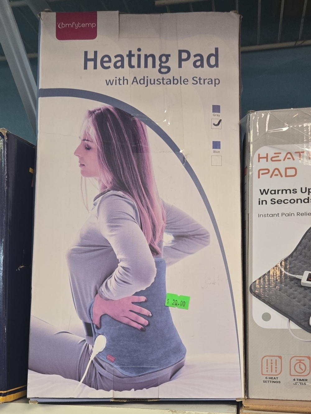 Gray Heating Pad with Adjustable Strap